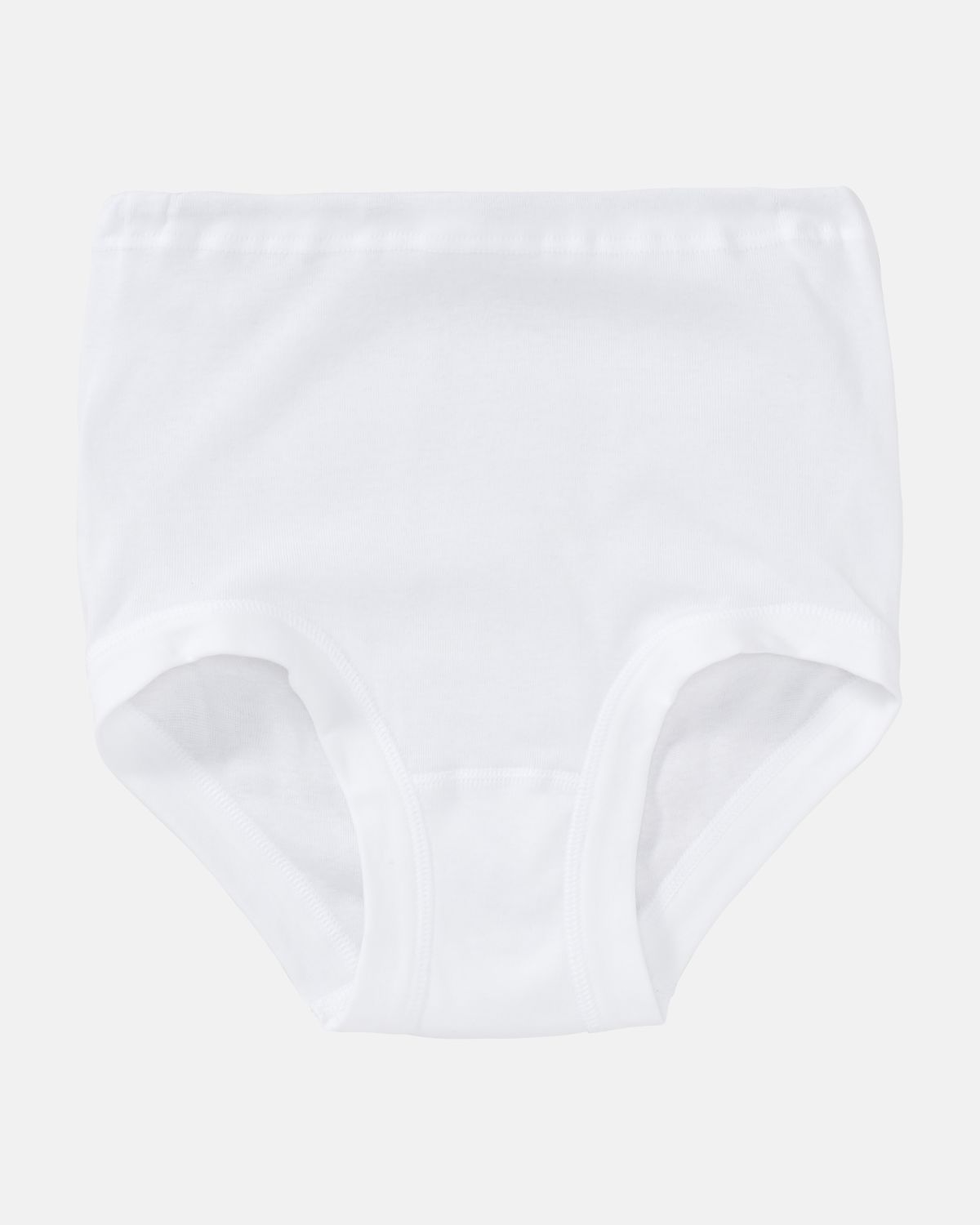 Taillenslip in weiß aus der Serie Nelly, flach auf einer Oberfläche liegend.