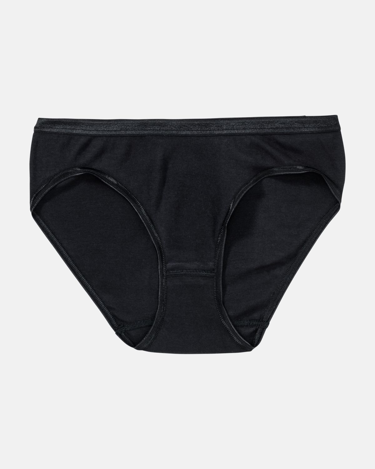 Minislip in schwarz aus der Serie Natascha, flach auf einer Oberfläche liegend.