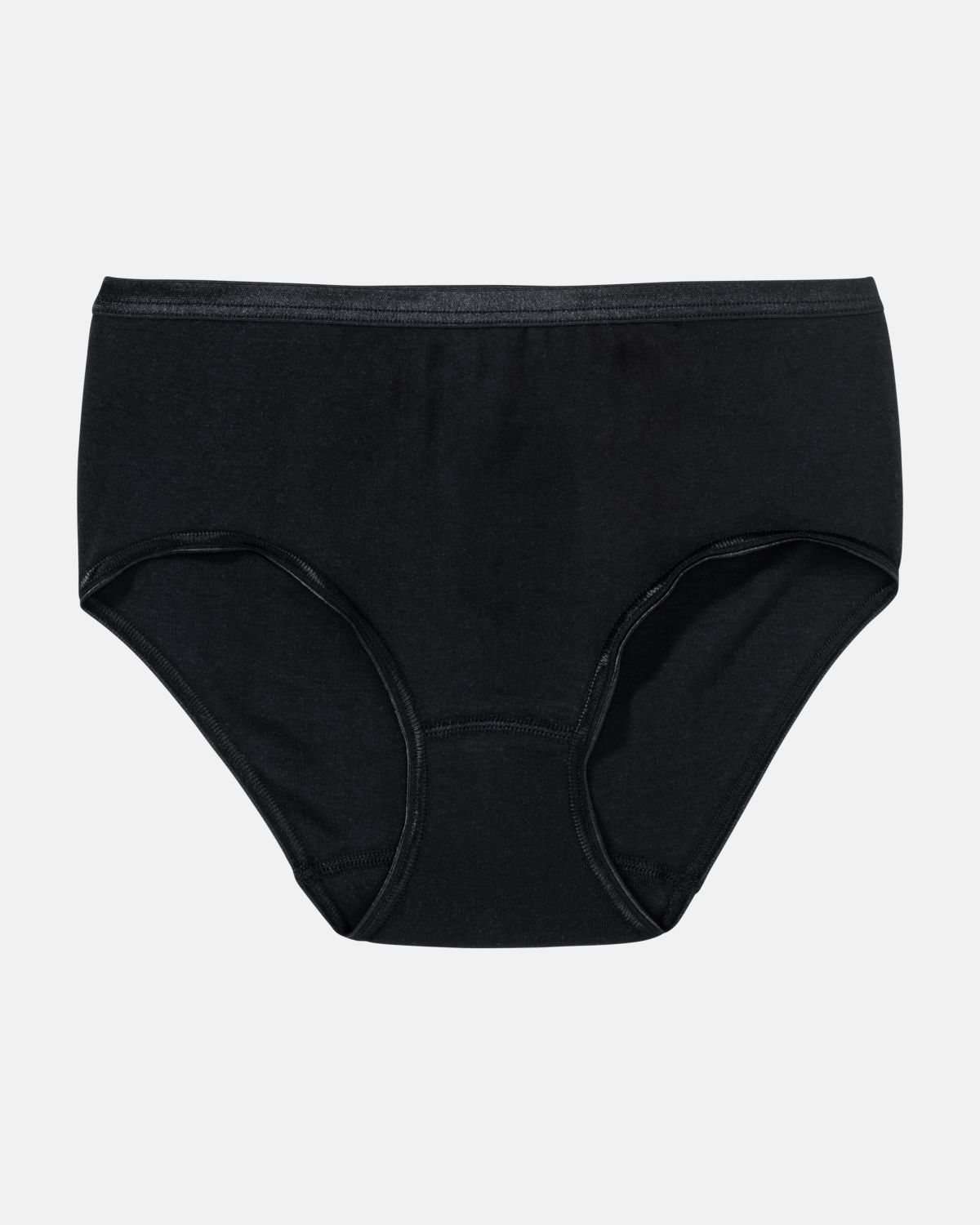 Midislip in schwarz aus der Serie Natascha, flach auf einer Oberfläche liegend.