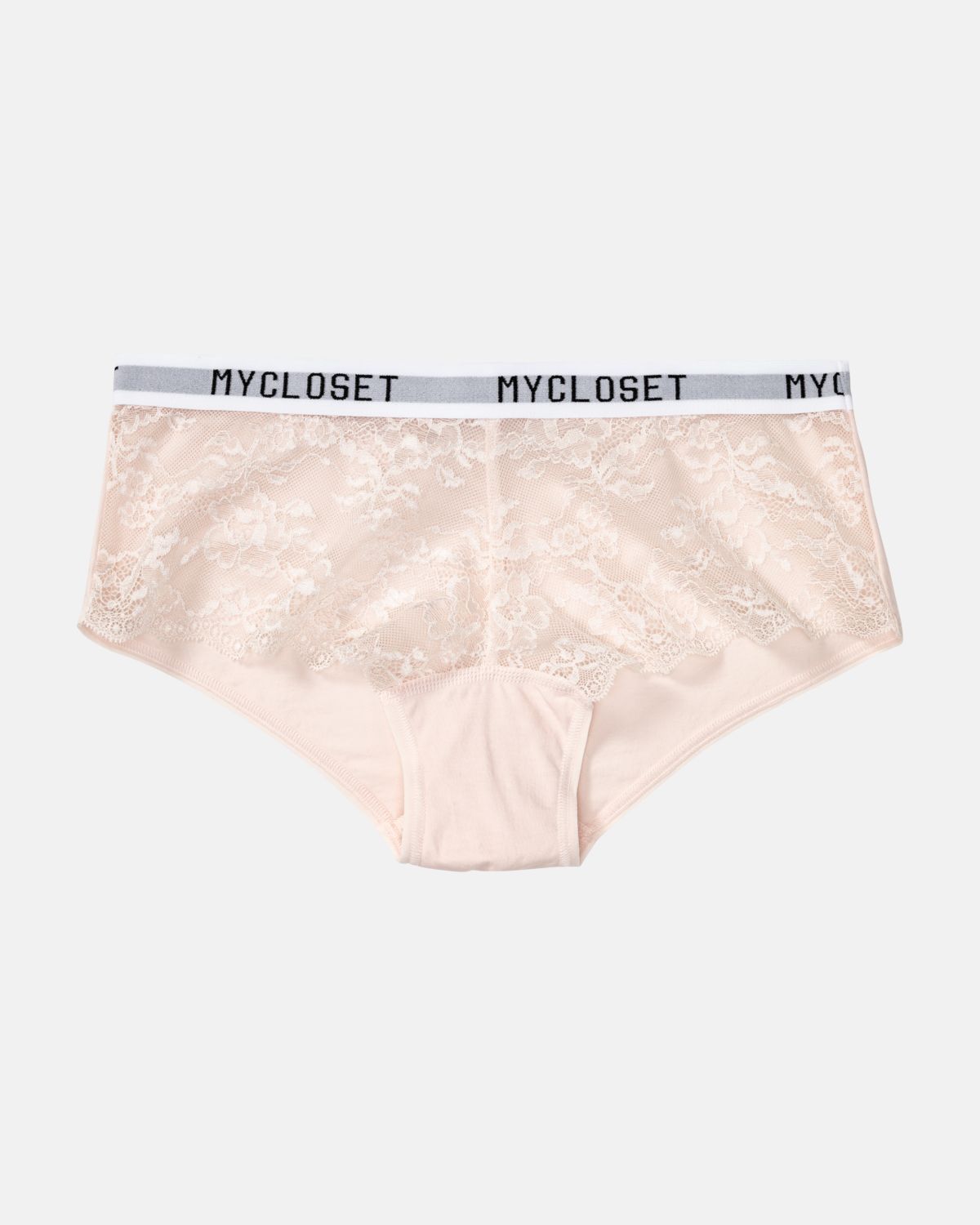 Hip Pant in lychee aus der Serie Logo Lover, flach auf einer Oberfläche liegend.