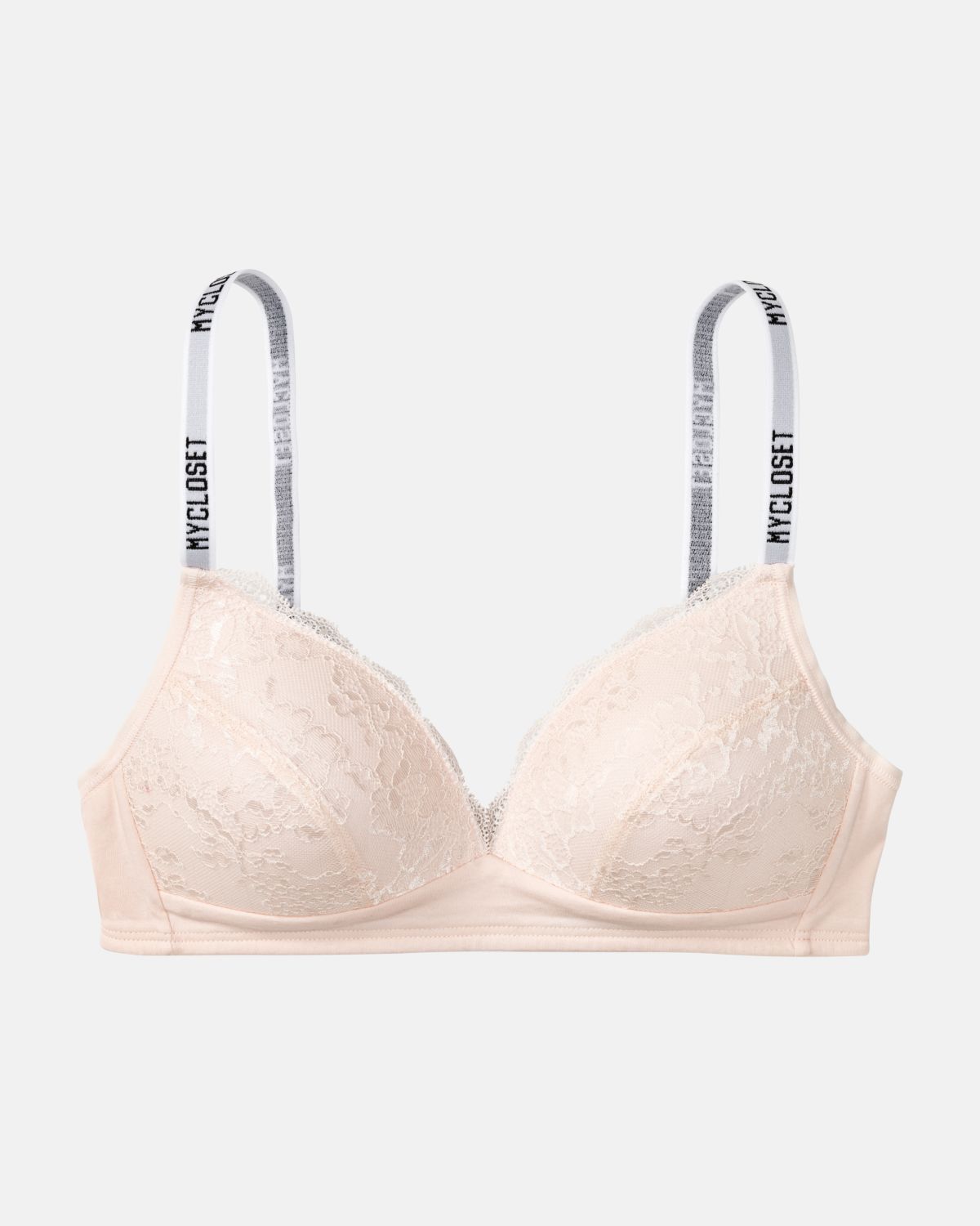 Schalen BH Triangle in lychee aus der Serie Logo Lover, flach auf einer Oberfläche liegend.