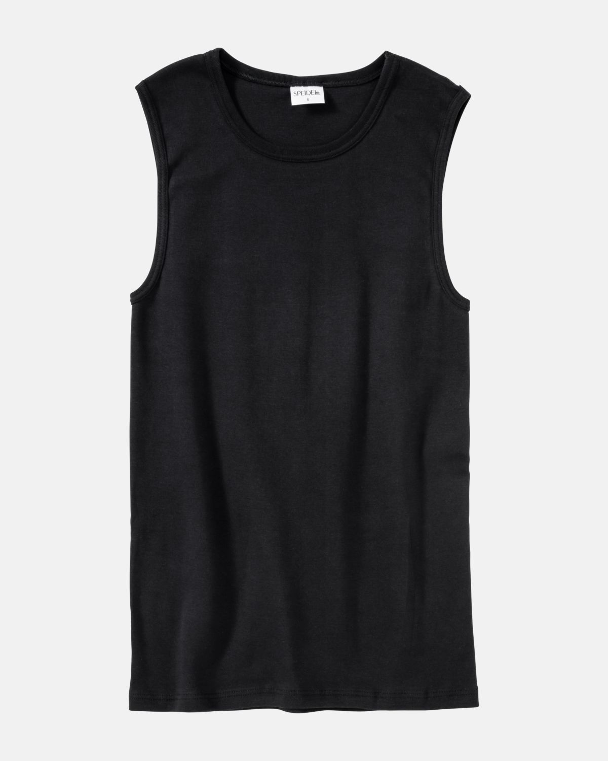 Herren Muskelshirt in schwarz aus der Serie Classic, flach auf einer Oberfläche liegend.