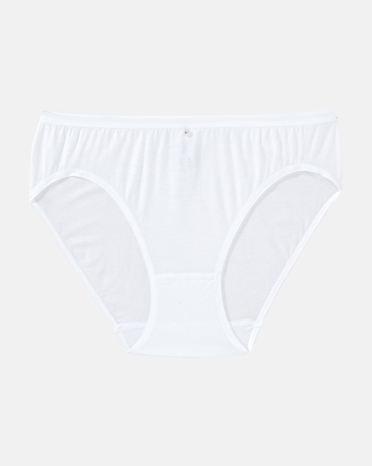 Minislip in weiß aus der Serie Sensuelle, flach auf einer Oberfläche liegend.