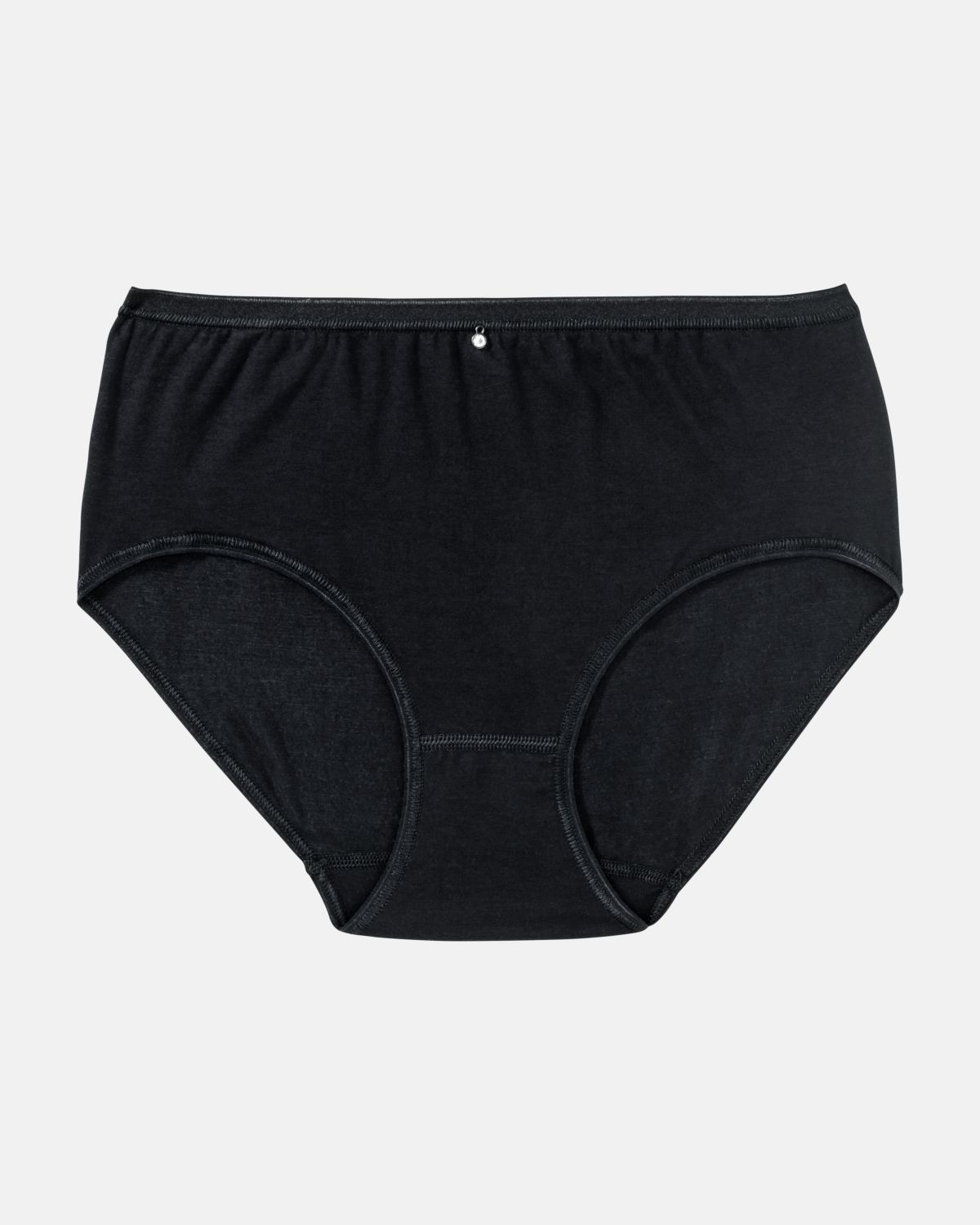 Midislip in schwarz aus der Serie Sensuelle, flach auf einer Oberfläche liegend.