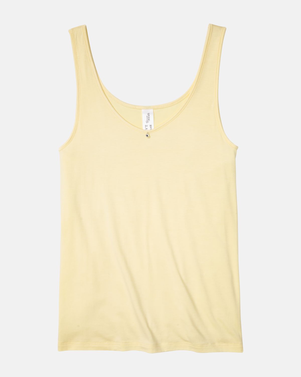 Achselhemd in zitrone aus der Serie Sensuelle, flach auf einer Oberfläche liegend.