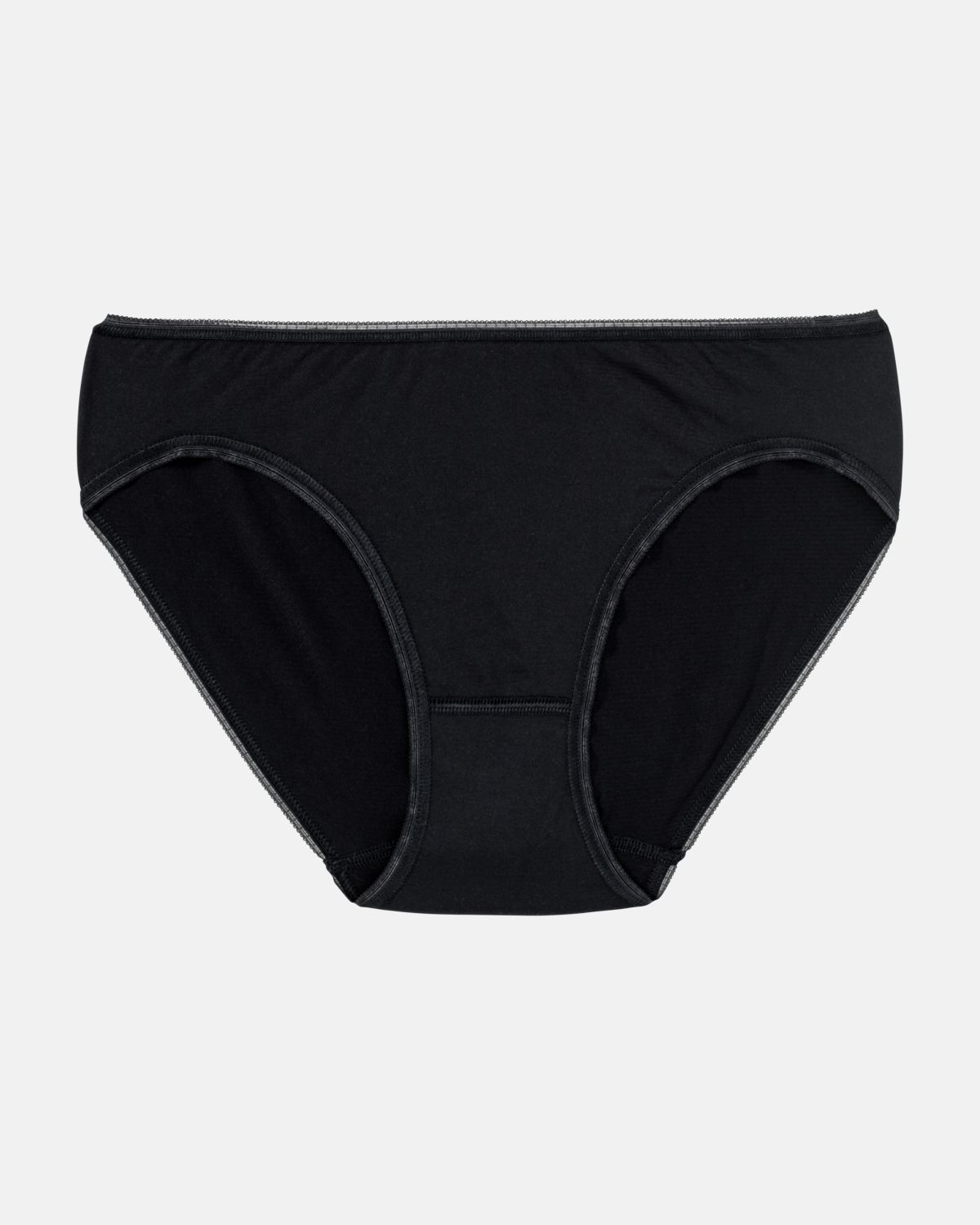 Minislip in schwarz aus der Serie Magic look, flach auf einer Oberfläche liegend.