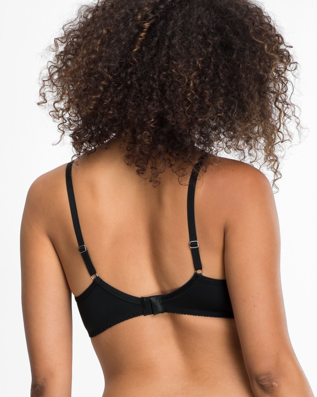 Model trägt Schalen BH mit Bügel in schwarz aus der Serie Magic look, Ansicht von hinten.