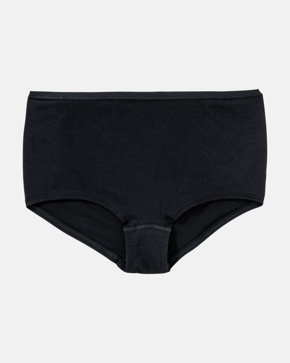 Pant in schwarz aus der Serie Natural Beauty, flach auf einer Oberfläche liegend.