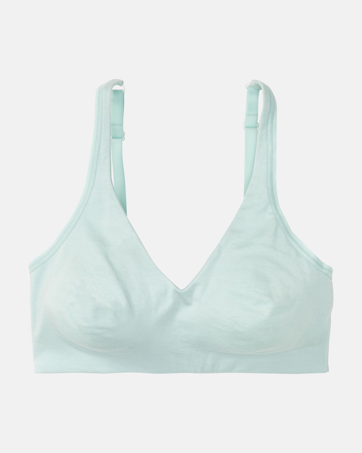 Soft BH gemoldet in minze aus der Serie Natural Beauty, flach auf einer Oberfläche liegend.