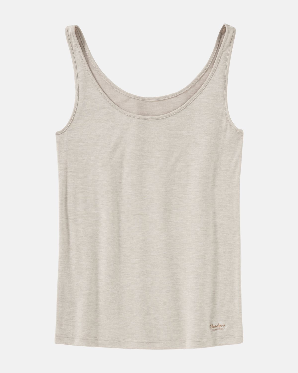 Achselhemd in ginger mélé aus der Serie Swenja, flach auf einer Oberfläche liegend.