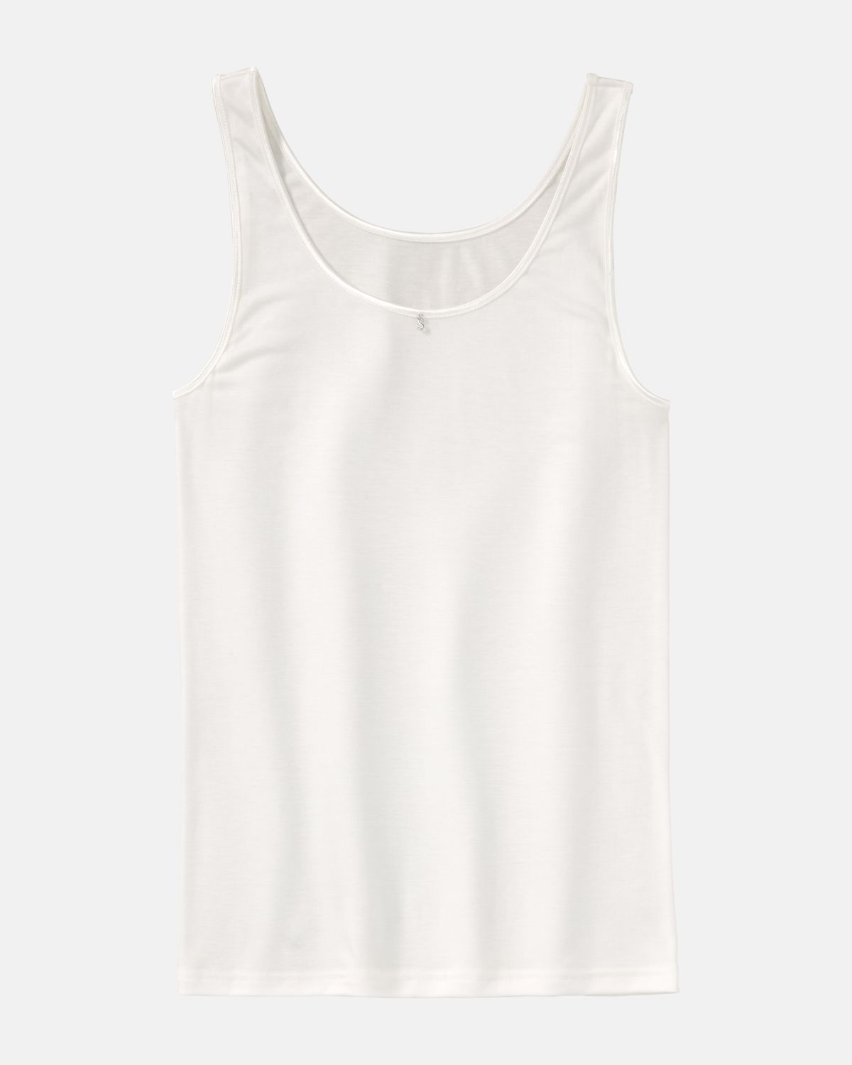 Achselhemd in elfenbein aus der Serie Sofia, flach auf einer Oberfläche liegend.