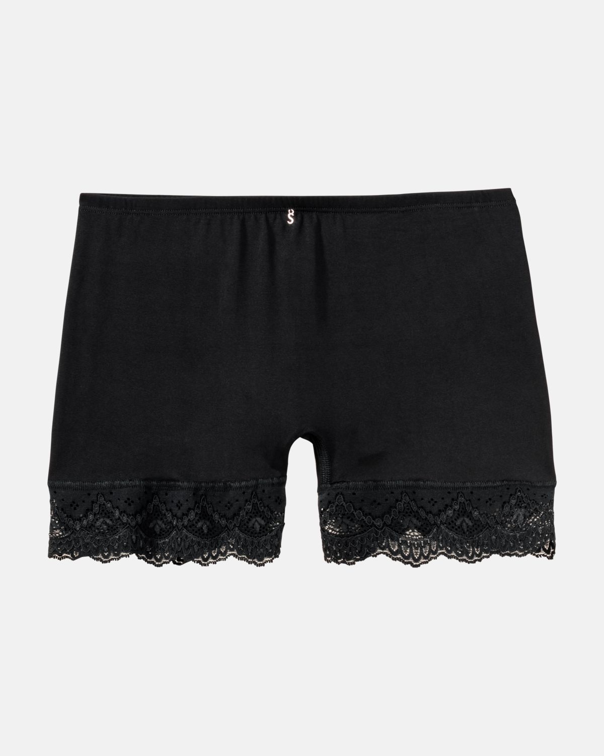 Pant in schwarz aus der Serie Stella, flach auf einer Oberfläche liegend.