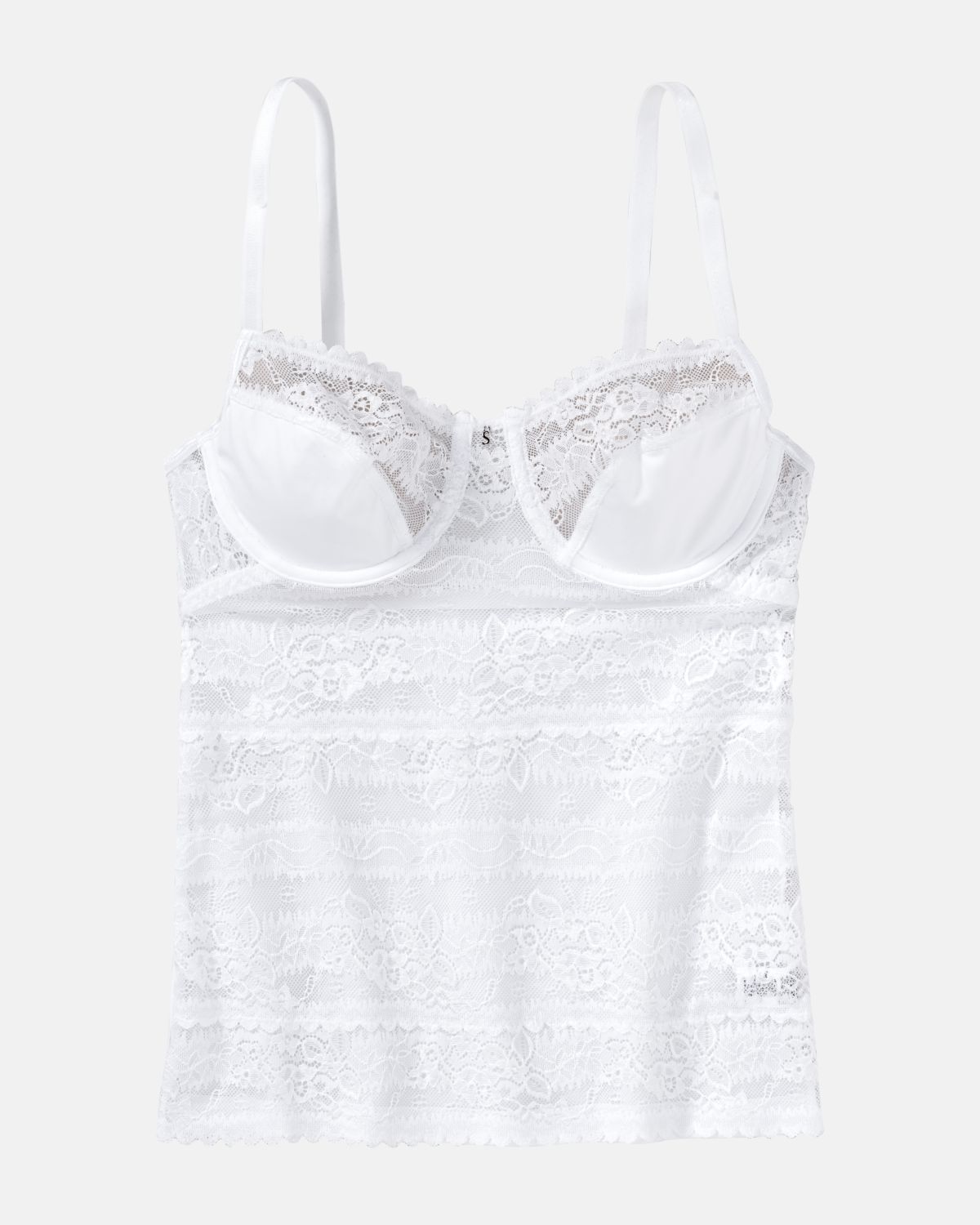 Bügel BH Hemd in weiß aus der Serie Silvana, flach auf einer Oberfläche liegend.