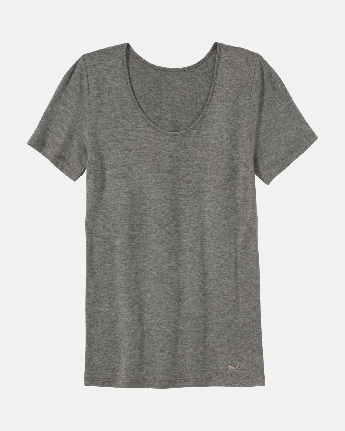 Hemd 1/4 Arm in grau mélé aus der Serie Swenja, flach auf einer Oberfläche liegend.