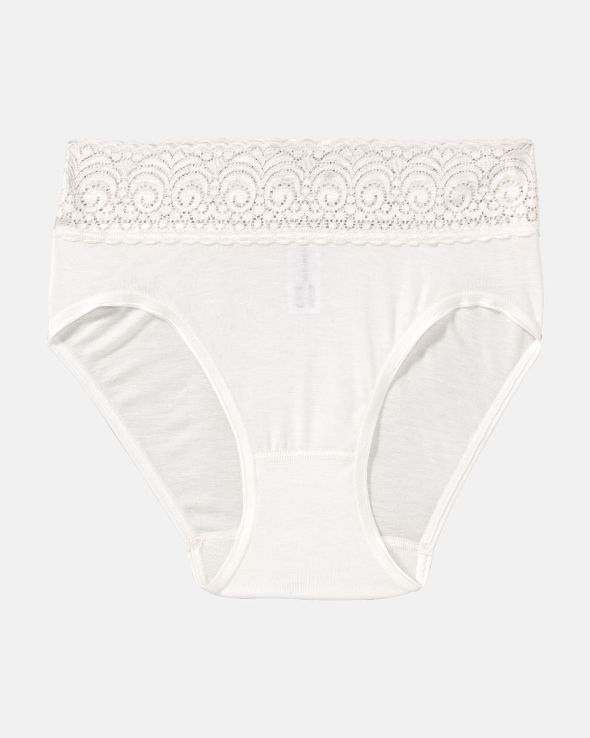 Midislip in elfenbein aus der Serie Sofia Lace, flach auf einer Oberfläche liegend.