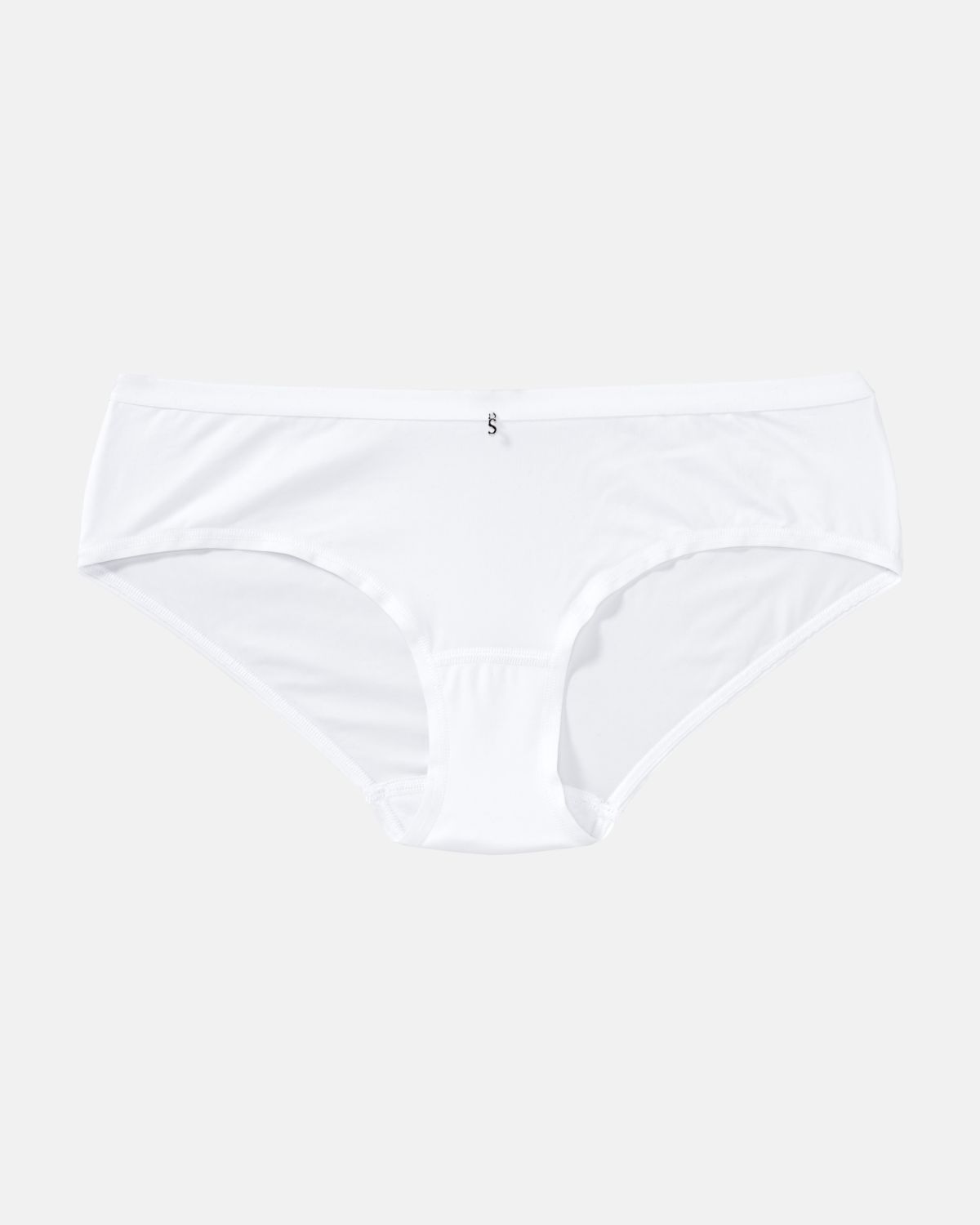 Low Hip in weiß aus der Serie Sidney, flach auf einer Oberfläche liegend.