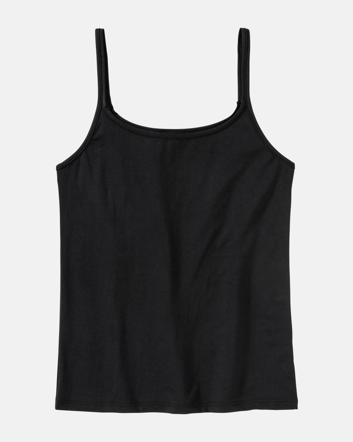 Trägerhemd in schwarz aus der Serie Sidney, flach auf einer Oberfläche liegend.