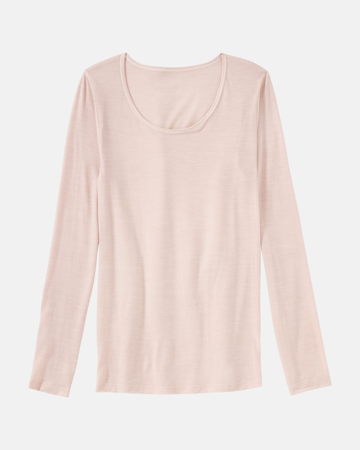 Shirt 1/1 Arm in lychee wool aus der Serie Sanja, flach auf einer Oberfläche liegend.