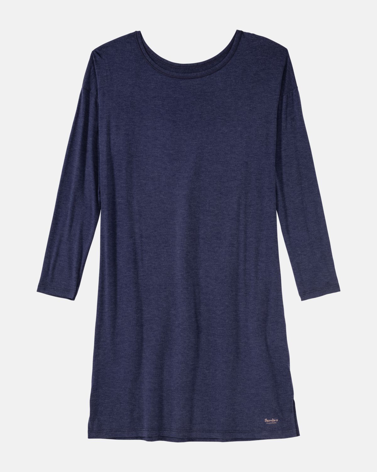 Sleepshirt in blueberry mélé aus der Serie Stephanie, flach auf einer Oberfläche liegend.