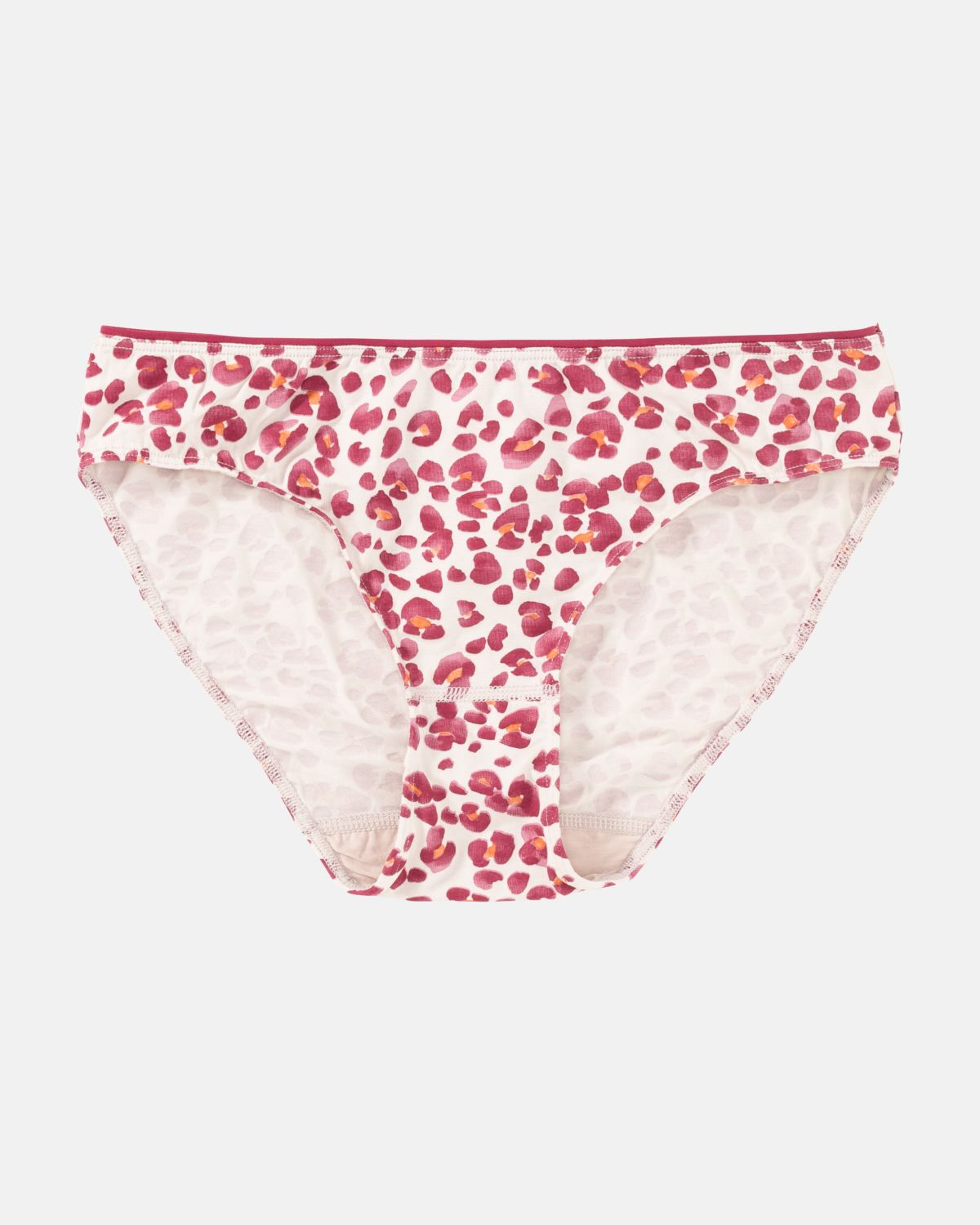 Bikinislip in Leoprint aus der Serie Pandora, flach auf einer Oberfläche liegend.