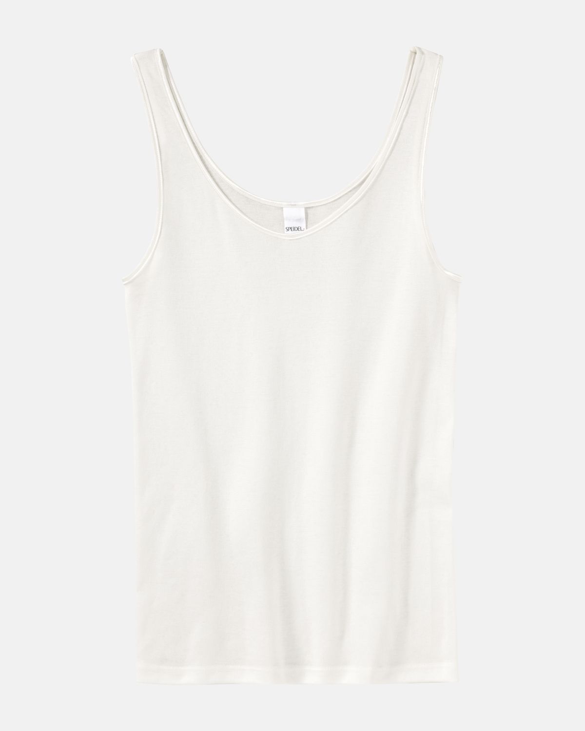 Achselhemd in elfenbein aus der Serie Nele, flach auf einer Oberfläche liegend.