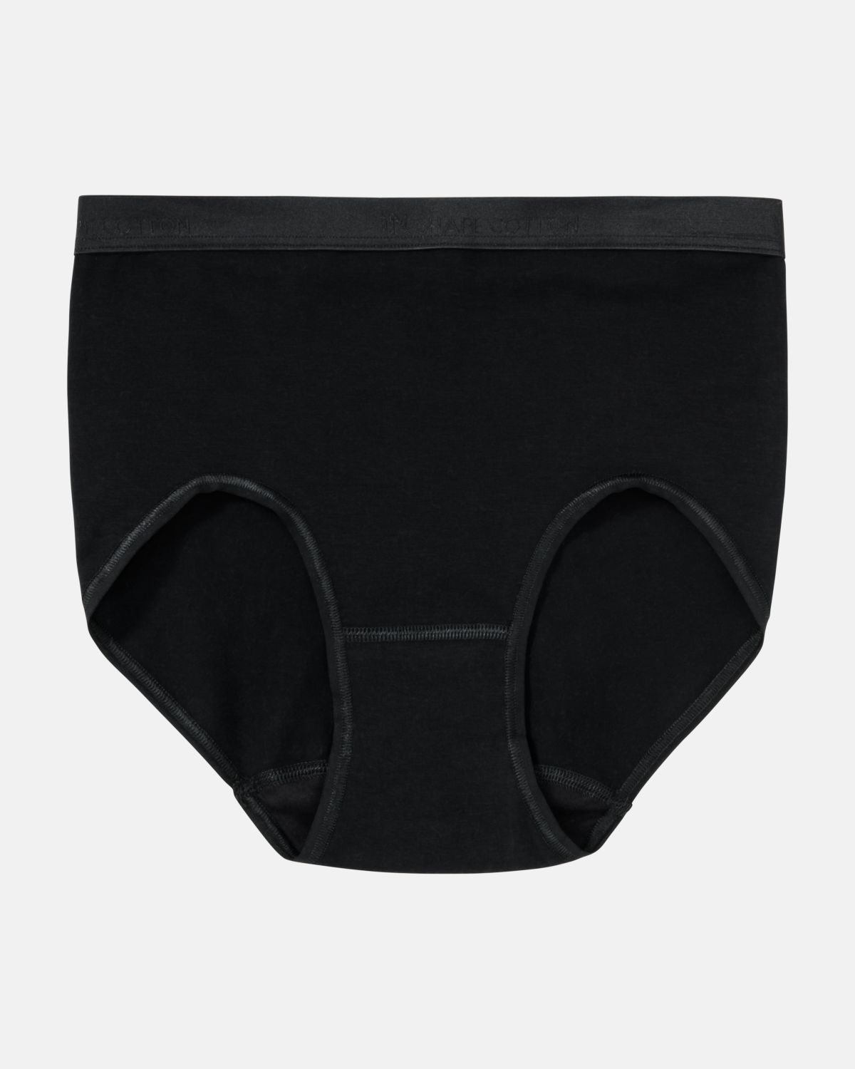 Classic Slip in schwarz aus der Serie Inshape Cotton, flach auf einer Oberfläche liegend.