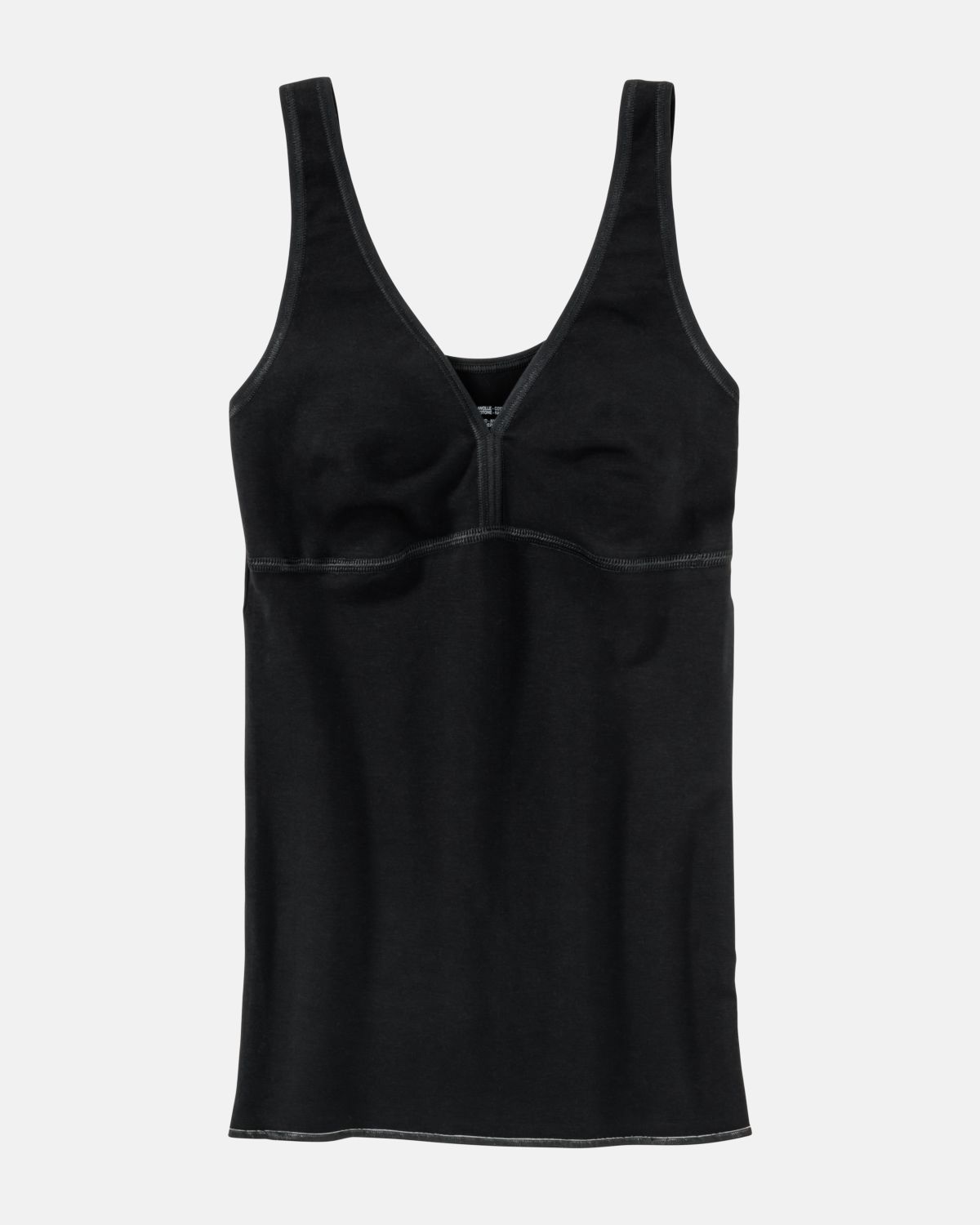 BH Hemd gemoldet in schwarz aus der Serie Inshape Cotton, flach auf einer Oberfläche liegend.