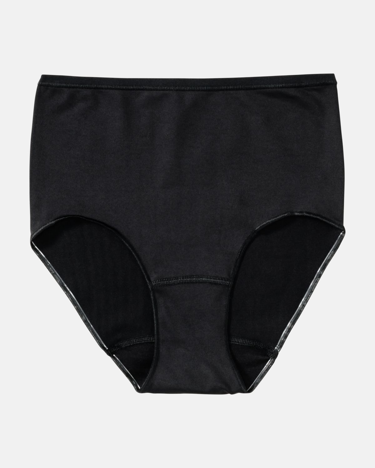 Classic Slip in schwarz aus der Serie Inshape, flach auf einer Oberfläche liegend.