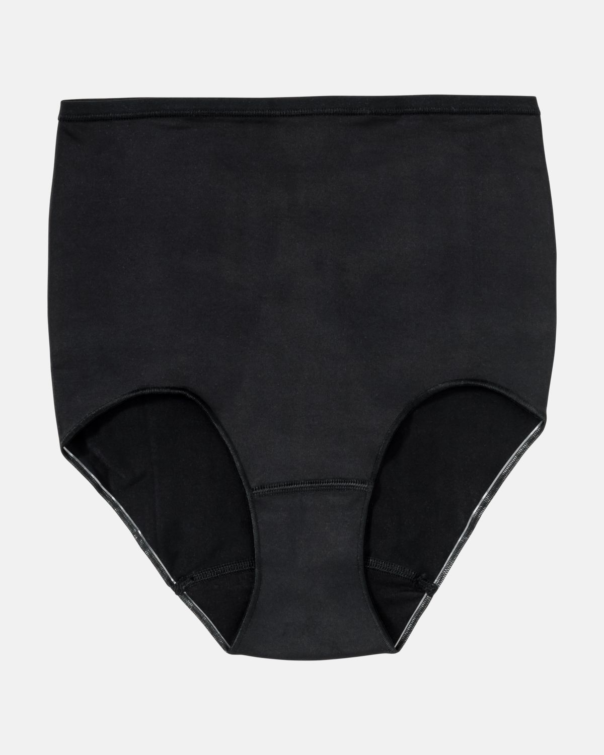 High Waist Slip in schwarz aus der Serie Inshape, flach auf einer Oberfläche liegend.