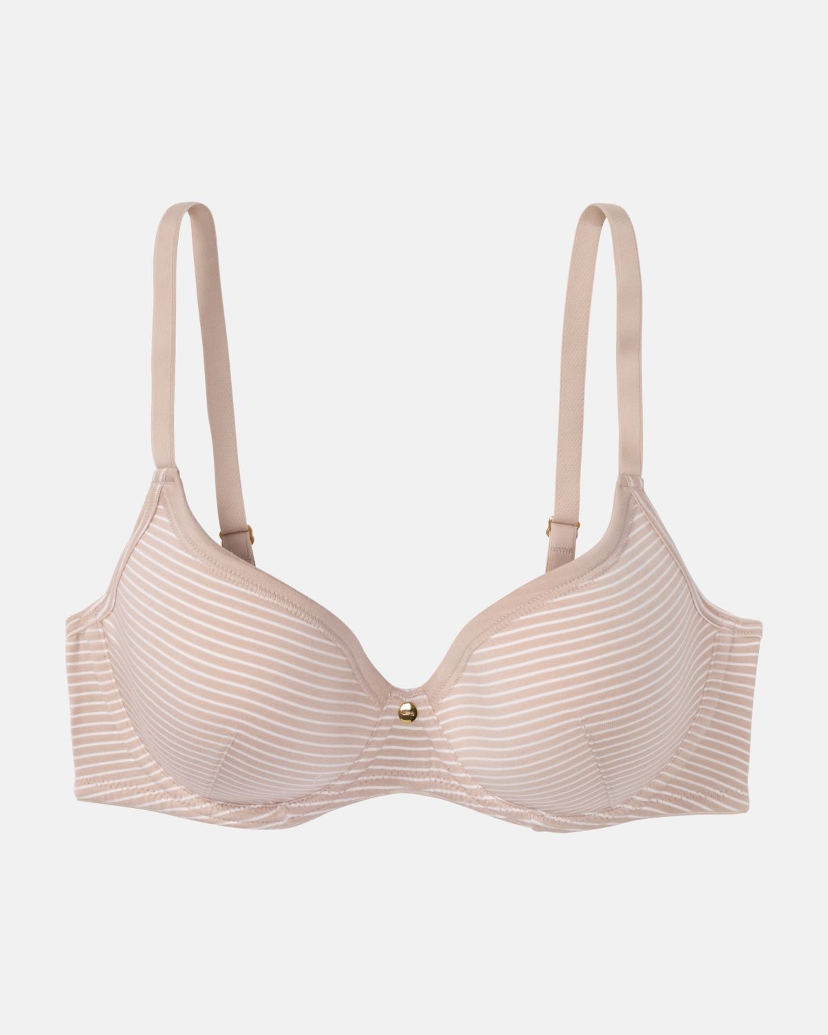 Schalen BH mit Bügel in cashew / off white aus der Serie Rebecca, flach auf einer Oberfläche liegend.