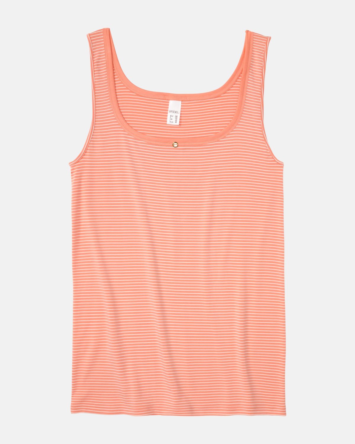 Achselhemd in melone / off white aus der Serie Rebecca, flach auf einer Oberfläche liegend.