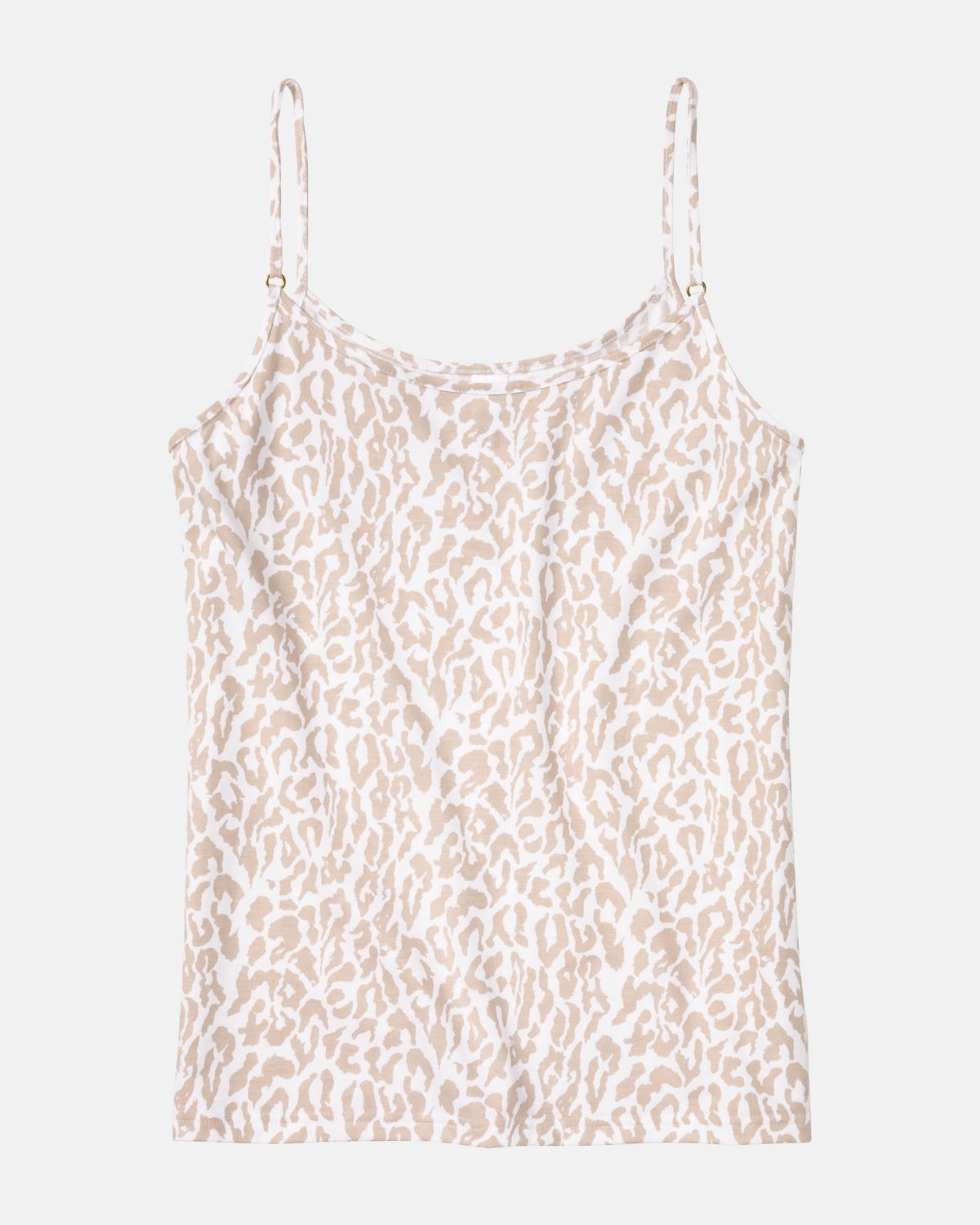 Hemd in Leo cashew aus der Serie Ricarda, flach auf einer Oberfläche liegend.