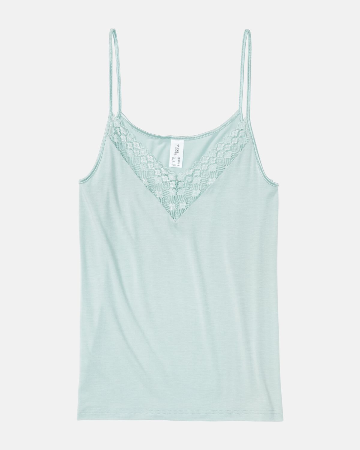 Hemd in minze aus der Serie Romina, flach auf einer Oberfläche liegend.