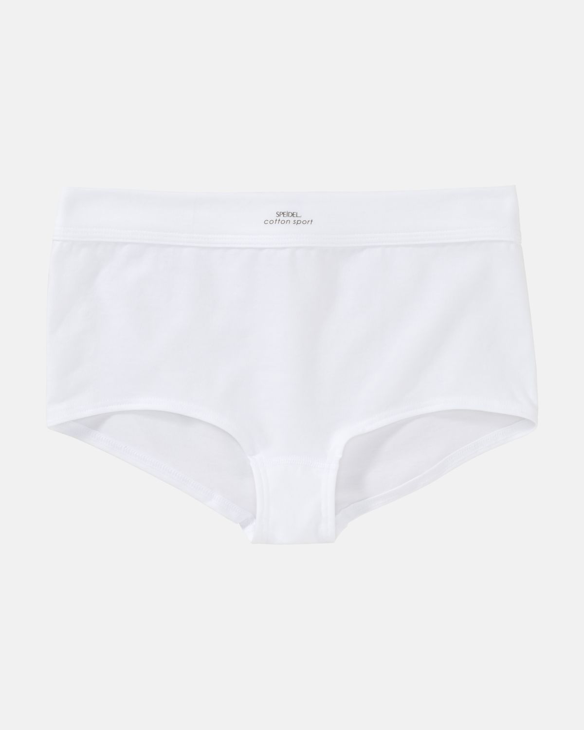 Pant in weiß aus der Serie Cotton Sport, flach auf einer Oberfläche liegend.