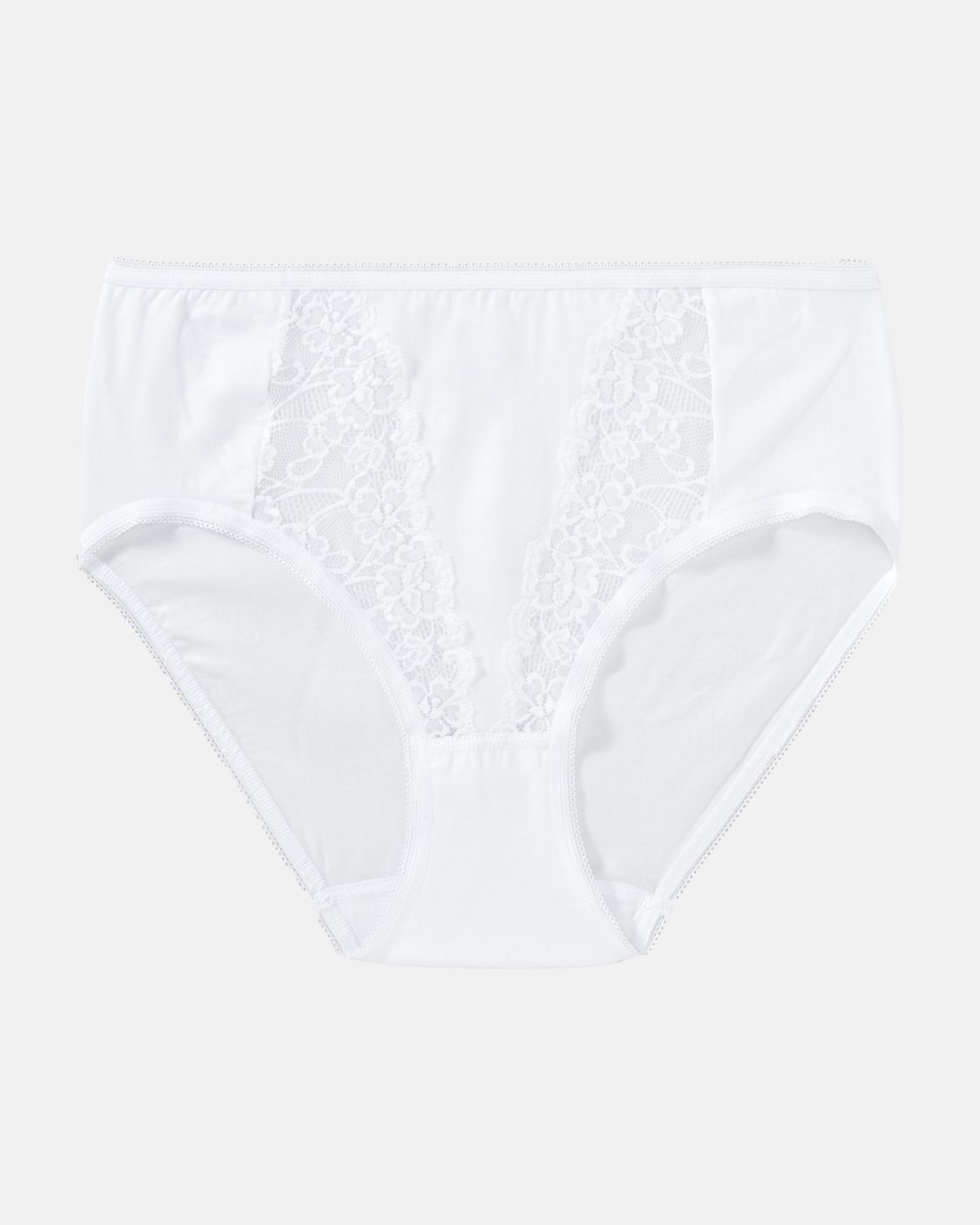 Ladypant in weiß aus der Serie Britta, flach auf einer Oberfläche liegend.