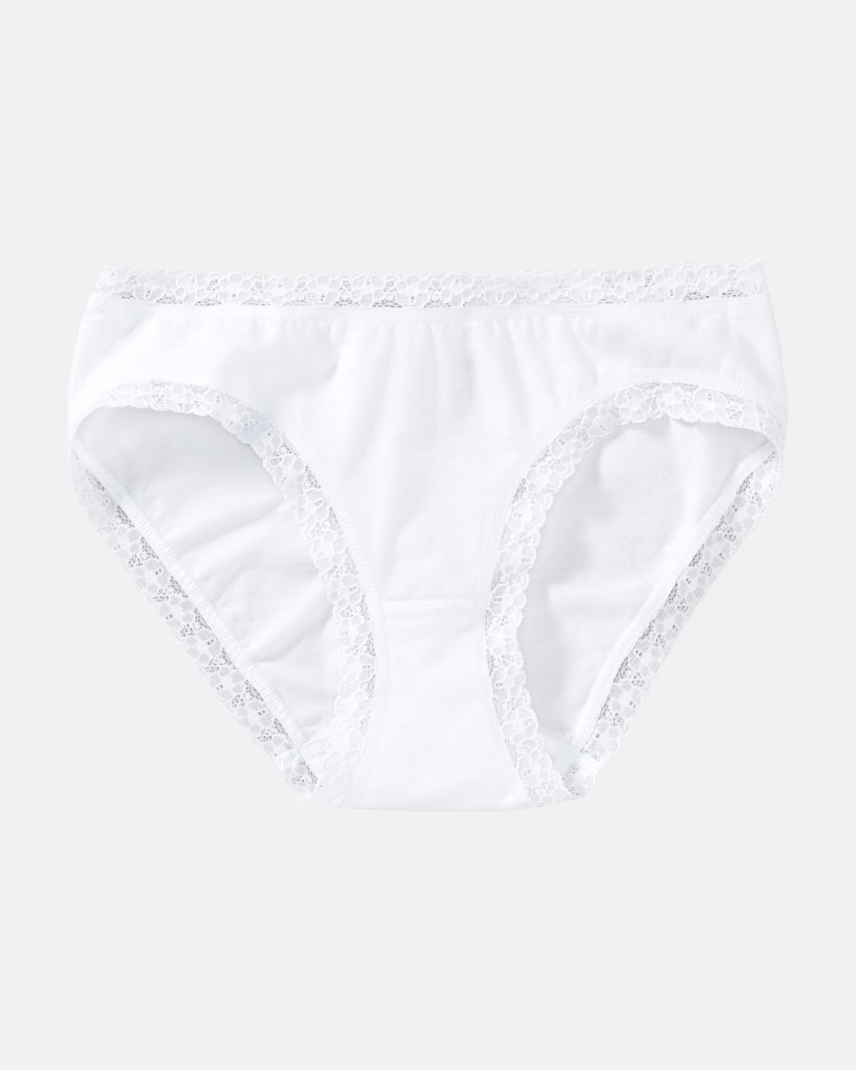 Minislip in weiß aus der Serie Nice, flach auf einer Oberfläche liegend.