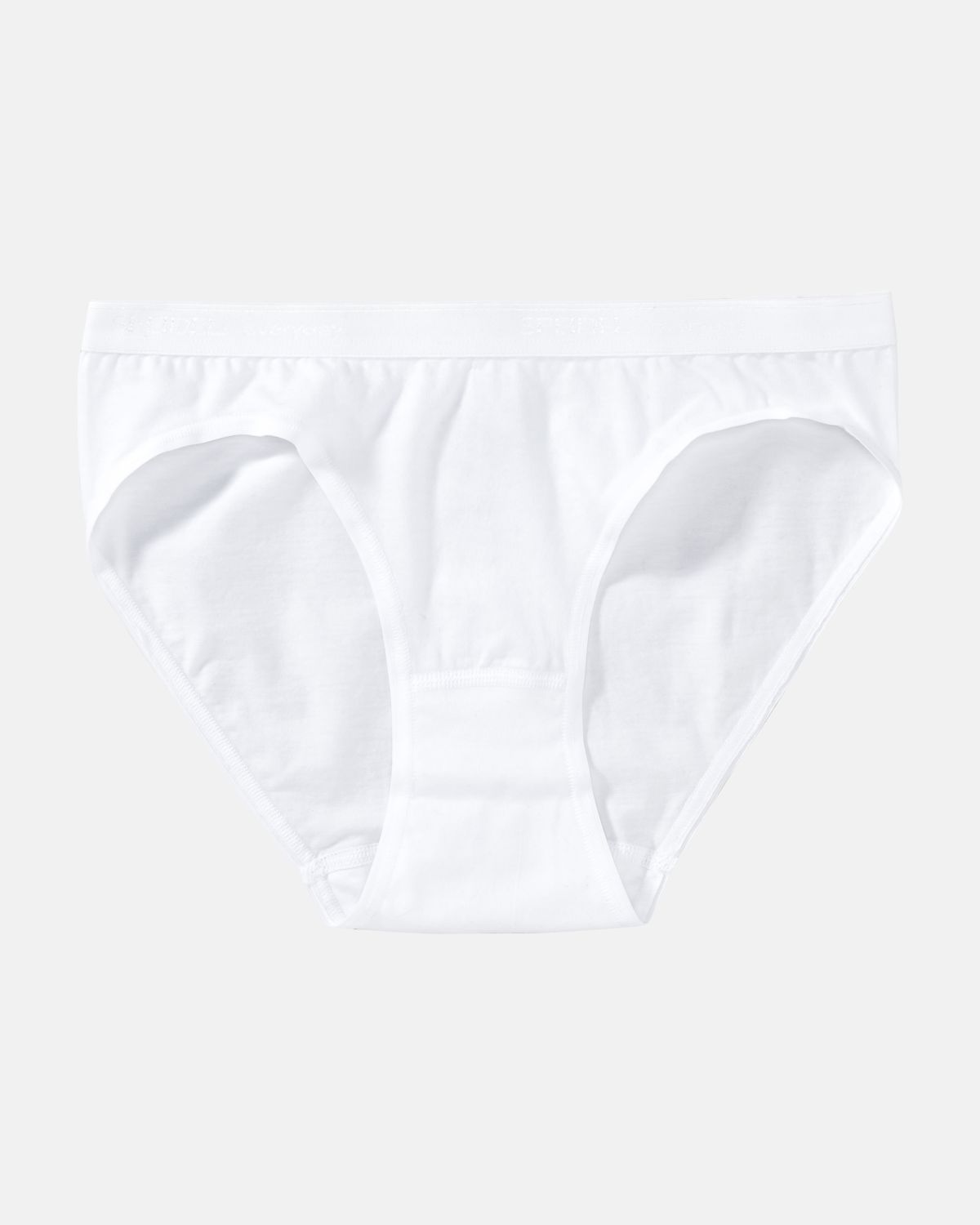 Minislip in weiß aus der Serie everyday, flach auf einer Oberfläche liegend.