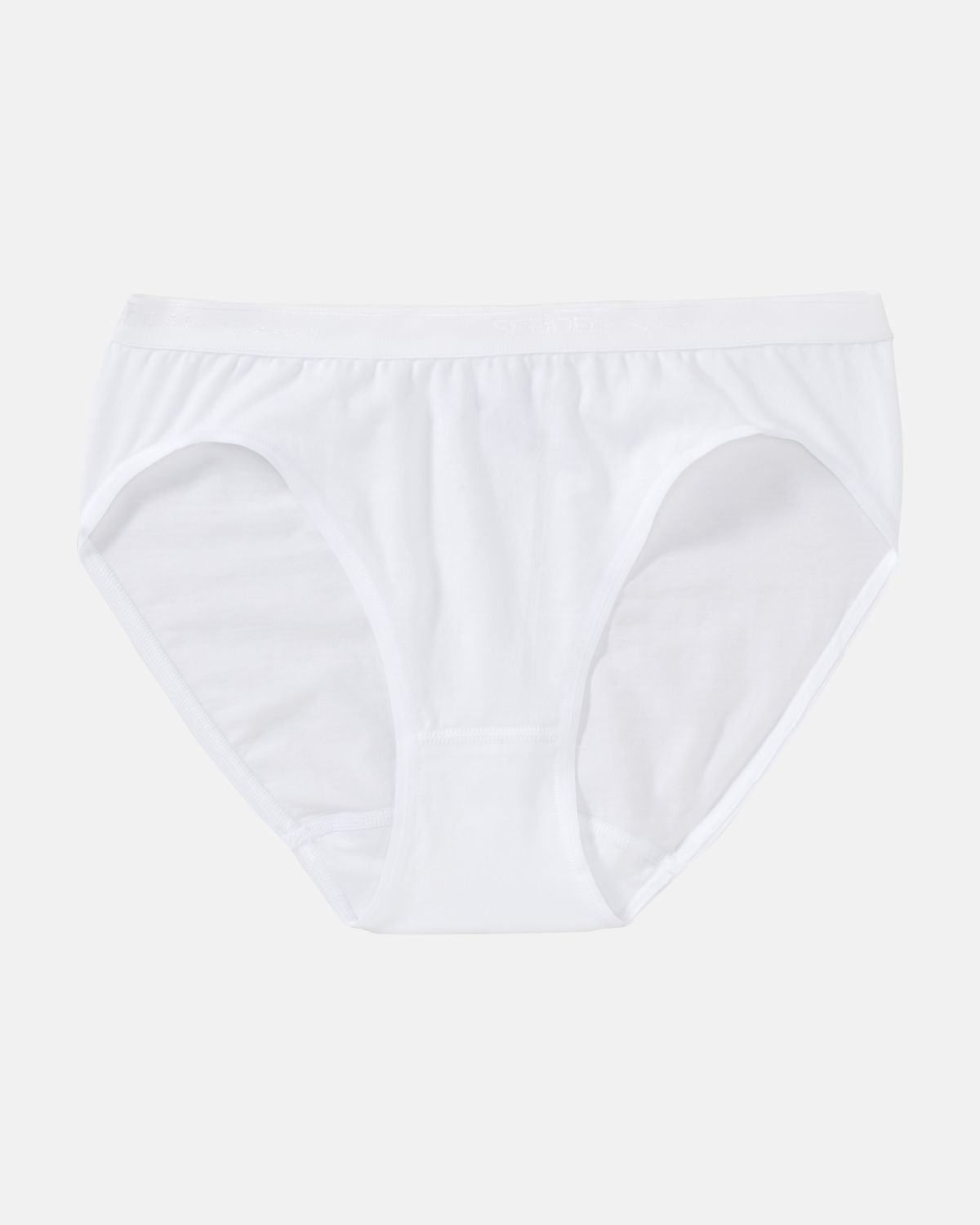 Jazzpant in weiß aus der Serie everyday, flach auf einer Oberfläche liegend.