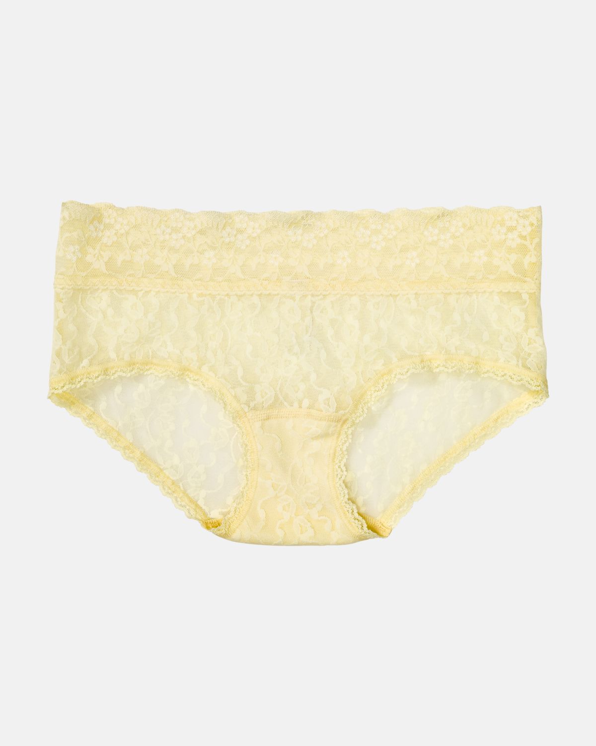 Low Hip in zitrone aus der Serie Lacy, flach auf einer Oberfläche liegend.