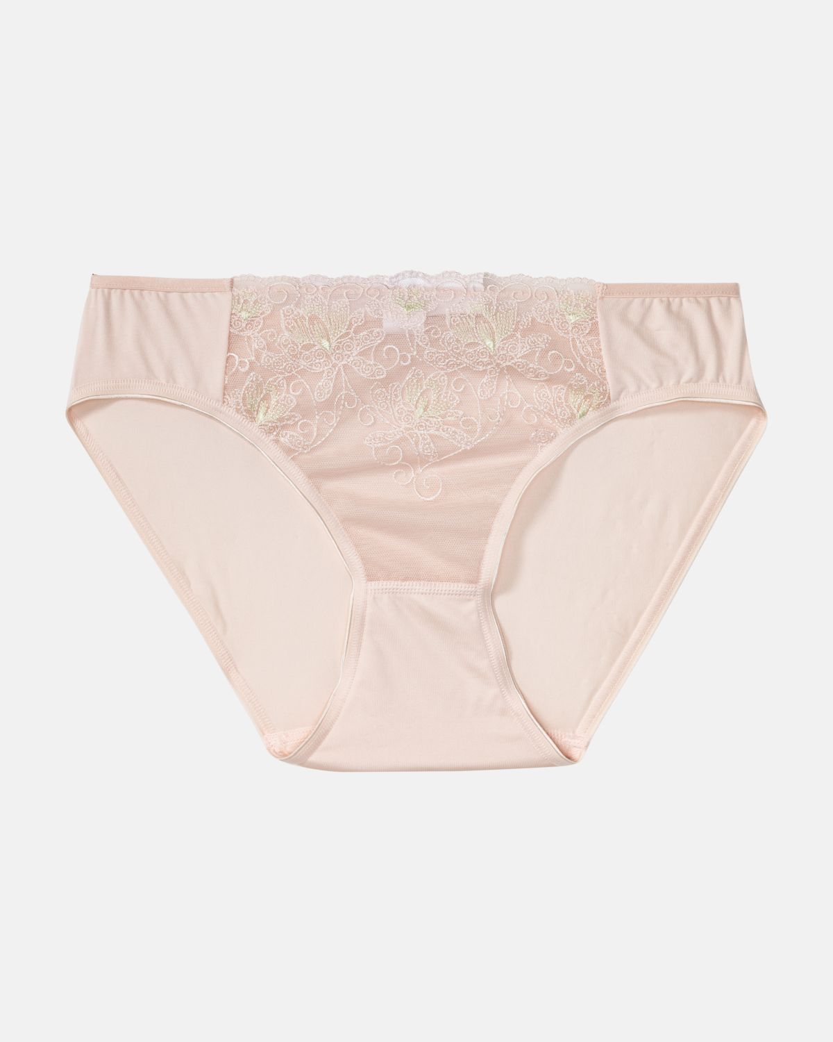 Bikinislip in lychee aus der Serie Rosalie, flach auf einer Oberfläche liegend.