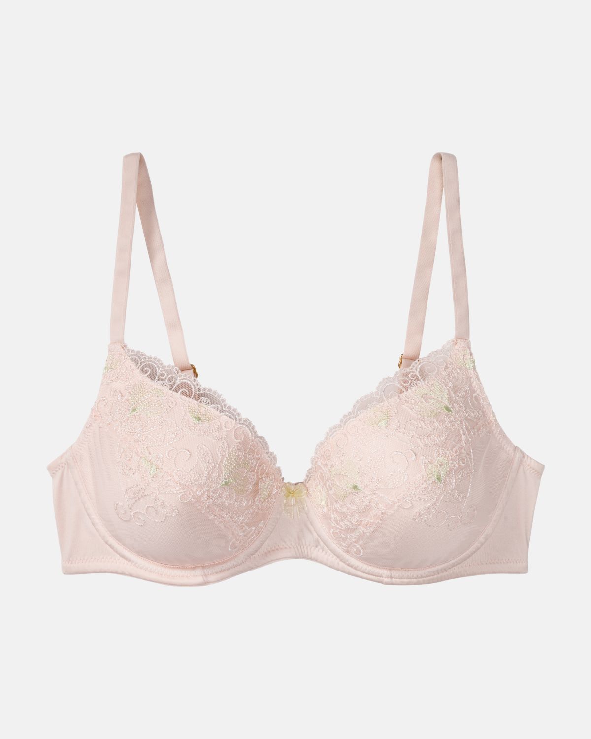Schalen BH mit Bügel in lychee aus der Serie Rosalie, flach auf einer Oberfläche liegend.