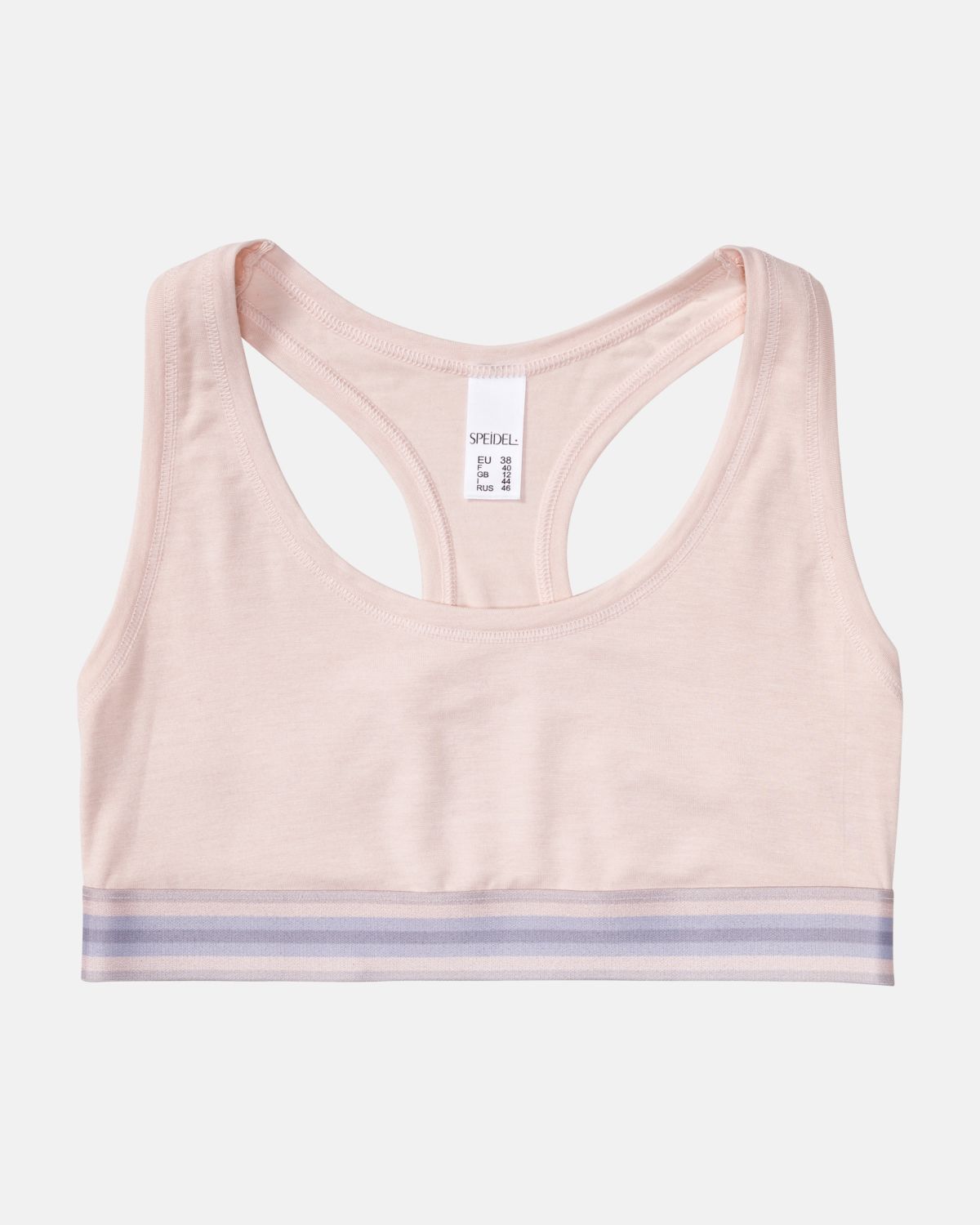 Bustier in lychee mélé aus der Serie Ruby, flach auf einer Oberfläche liegend.