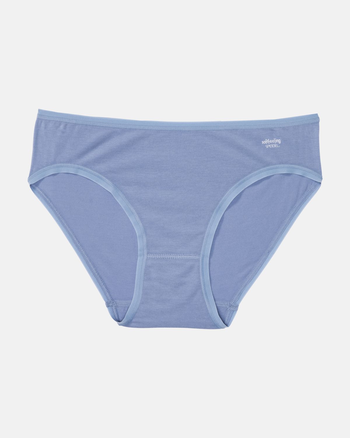 Minislip in blue aus der Serie Softfeeling, flach auf einer Oberfläche liegend.