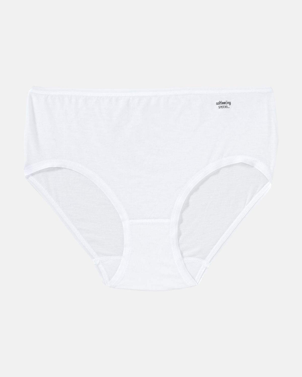 Maxislip in weiß aus der Serie Softfeeling, flach auf einer Oberfläche liegend.