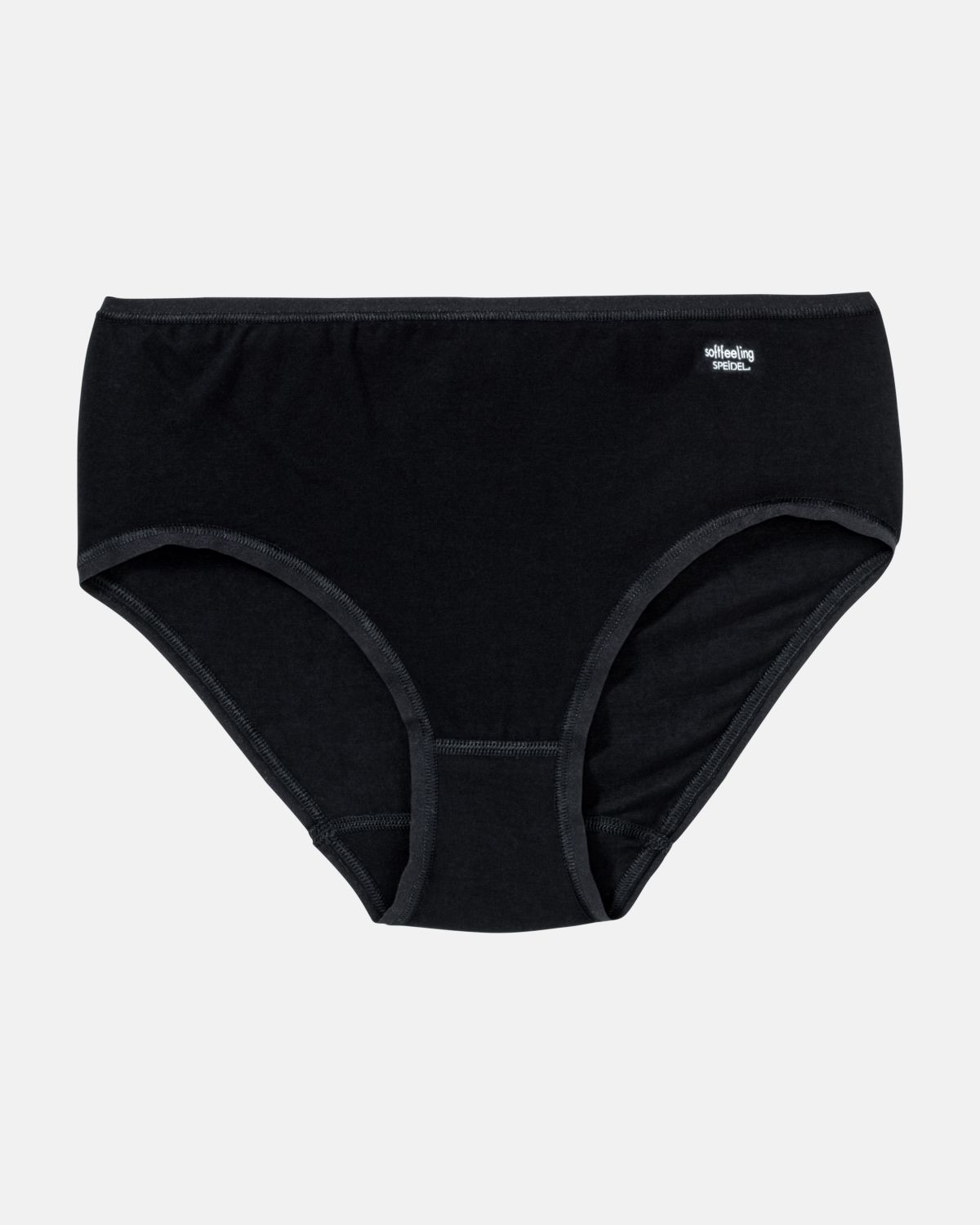 Maxislip in schwarz aus der Serie Softfeeling, flach auf einer Oberfläche liegend.