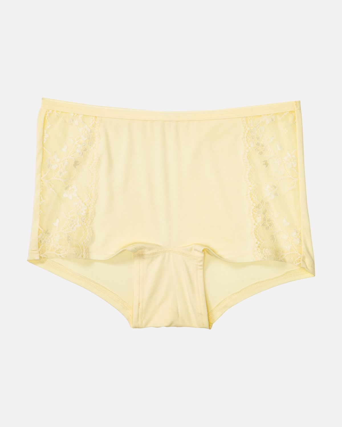 Pant in zitrone aus der Serie Romy, flach auf einer Oberfläche liegend.