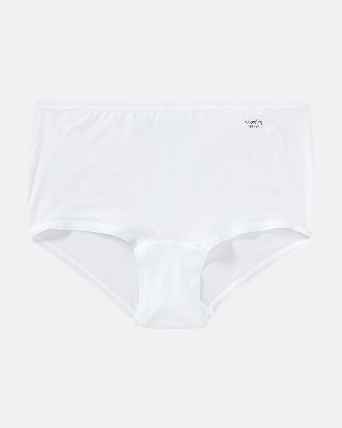 Pant in weiß aus der Serie Softfeeling, flach auf einer Oberfläche liegend.