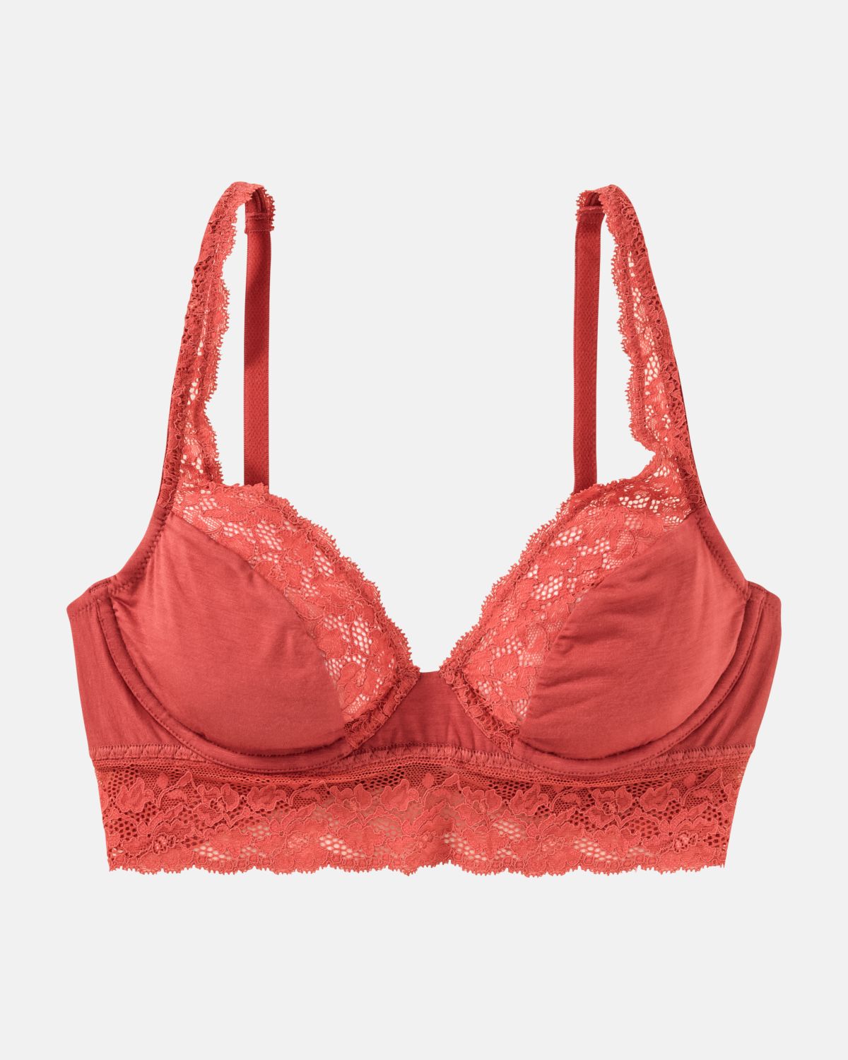 Bügel BH Longline in pepper aus der Serie Penny, flach auf einer Oberfläche liegend.