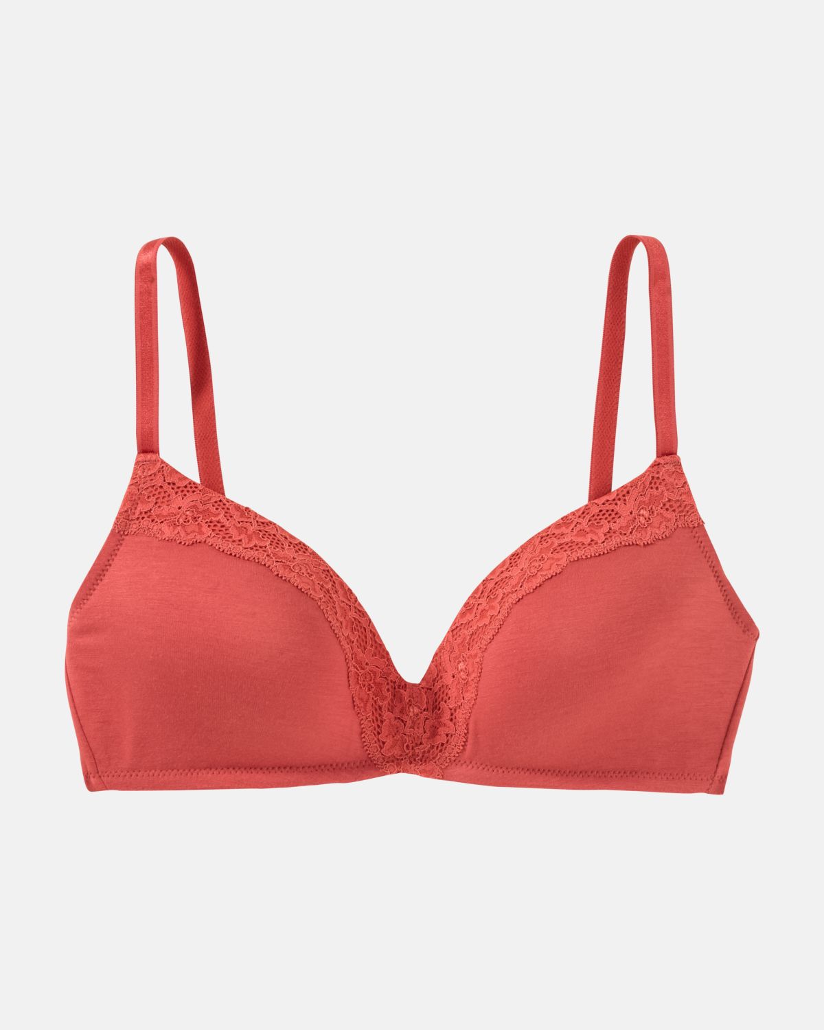 Schalen BH non wired in pepper aus der Serie Penny, flach auf einer Oberfläche liegend.