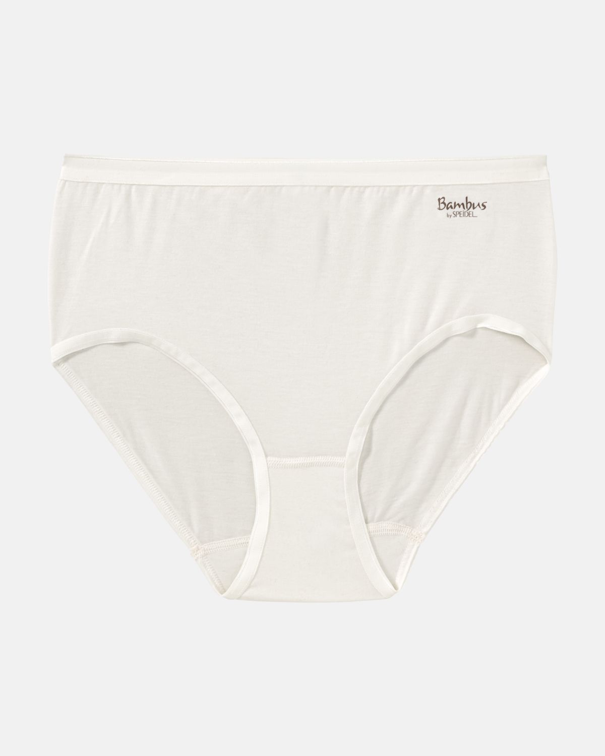 Midislip in elfenbein aus der Serie Bambus, flach auf einer Oberfläche liegend.